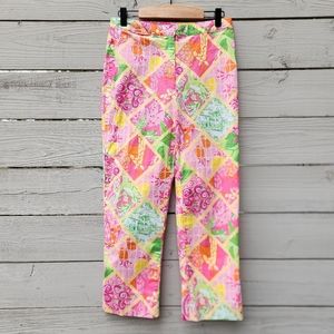 Vintage Lilly Pulitzer Cropped Straight Leg Pants Tropical Jungle